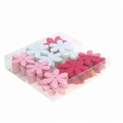 Floristik24 Felt flower Ø4.5cm pink, white, pink assorted 54pcs