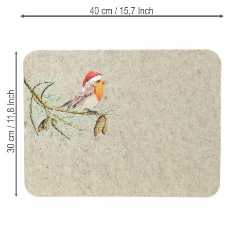 Product Felt mat table mat robin grey felt 40×30cm 4 pieces