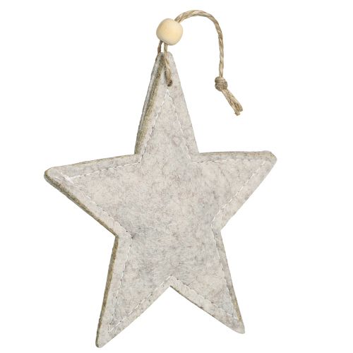 Product Felt stars for hanging stars Christmas tree decorations beige 13cm 6 pcs