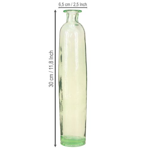 Product Bottle decoration vase glass clear/green retro Ø6.5cm H30cm