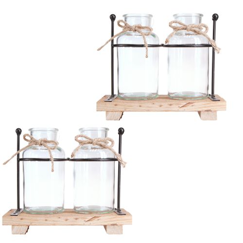 Product Bottle Vase Decoration Bottles Glass Wood 23x12x19.5cm 2pcs