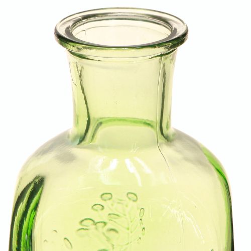 Product Bottle vase glass vase with motif bottle glass green H19cm 2pcs
