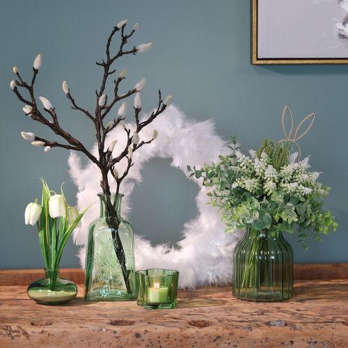 Product Bottle vase glass vase with motif bottle glass green H19cm 2pcs