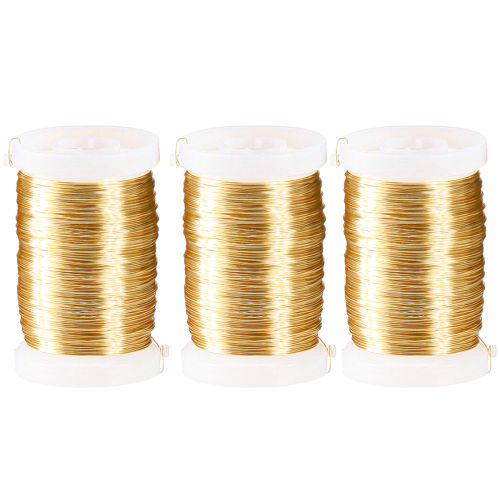 Product Florist wire, myrtle wire, decorative wire, gold, 0.30mm, 100g, 3 pieces, for crafting, jewelry making & decoration