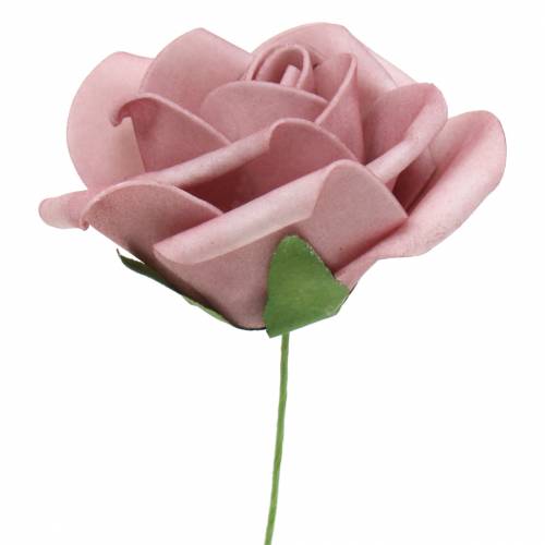 Product Foam rose Ø7.5cm old pink 18 pcs