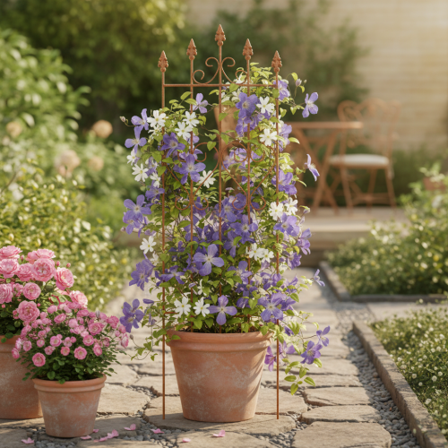 Product Trellis with heart motif, climbing aid in a romantic style for garden paths or terraces, 101cm