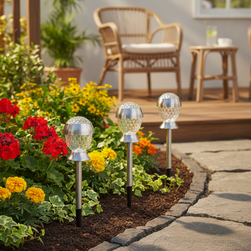 Product Solar garden lights, globe lights with ground spike, 36cm, 4 pieces