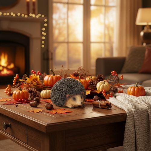 Product Hedgehog Decorative Figurine, Small Table Decoration for Autumn, 8cm