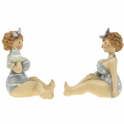 Floristik24 Decorative figure lady in swimsuit gray 10cm 2pcs