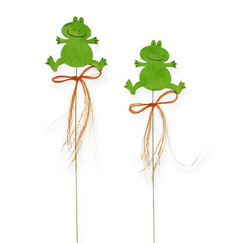 Floristik24 Wooden frog on wire with sisal bow 8-10cm 12pcs