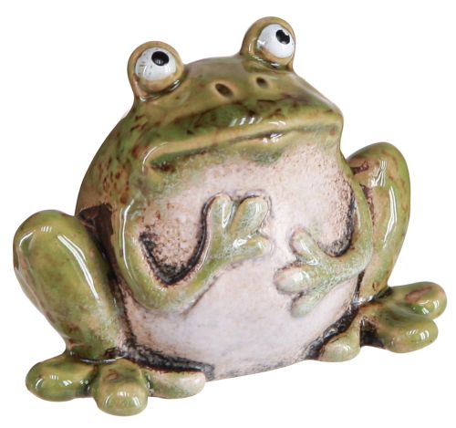 Frog Decoration Ceramic Green Brown Vintage Summer H7cm 4 Pcs