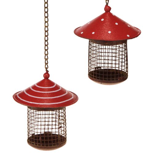 Feeding station birds fly agaric metal for hanging 14cm 2pcs