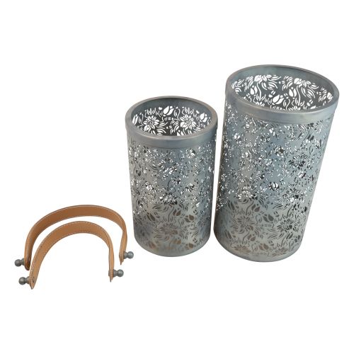 Product Garden Lantern Metal Lantern Handle Gray H30.5/25cm Set of 2