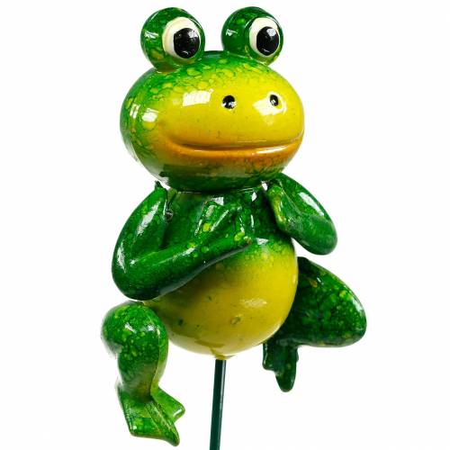 Floristik24 Decorative plug jumping frog with metal springs green, yellow H65.5cm