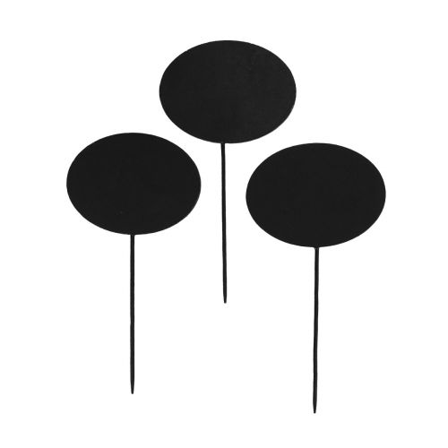 Product Flowerbed stakes garden stakes wooden signs oval black H17.5cm 12pcs