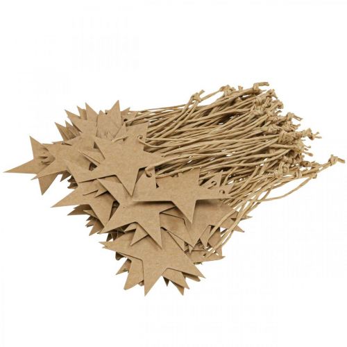 Product Gift tags Christmas brown star paper Ø5.5cm 100p