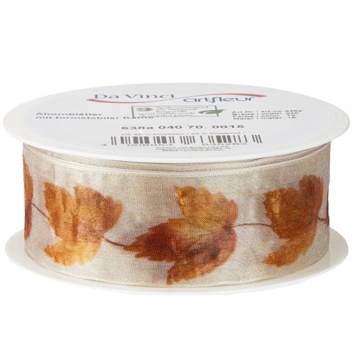 Product Gift ribbon selvedge ribbon autumn maple leaves 40mm 15m