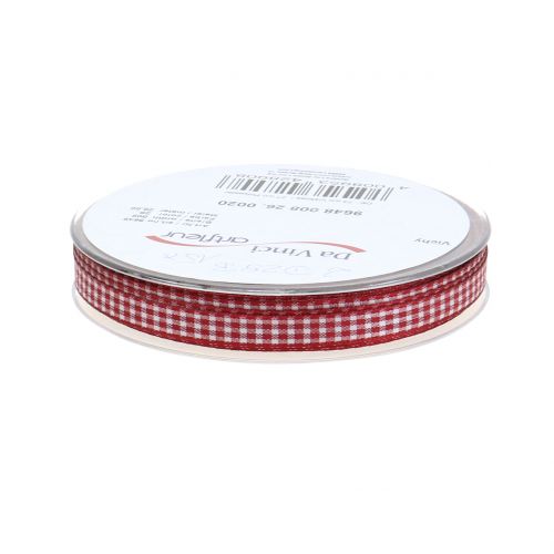 Product Gift ribbon Checked Bordeaux 8mm 20m