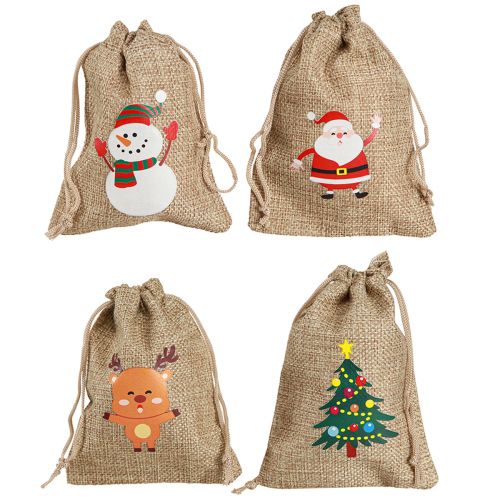 Gift bag Christmas jute bag natural 10×13cm 8pcs