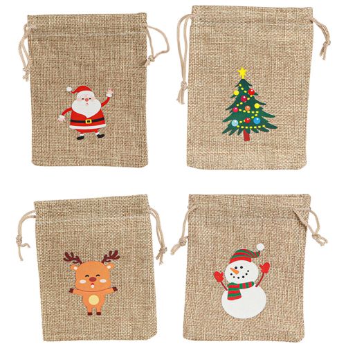 Product Gift bag Christmas bag Jute Look 10×13cm 8pcs