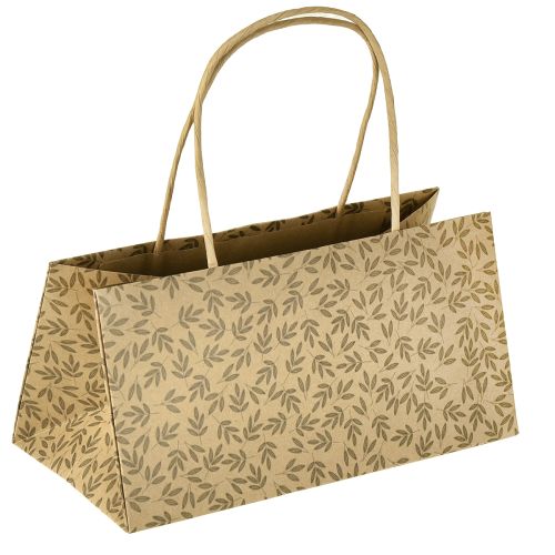 Product Gift bag paper natural brown leaves 20×10×10cm 6 pcs