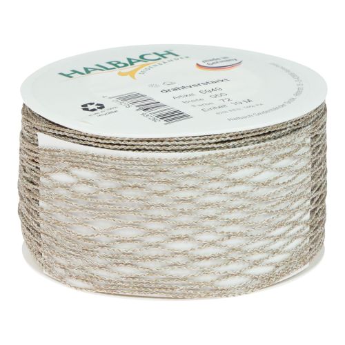 Product Mesh ribbon, decorative ribbon, brown, wire reinforced, 50mm, 10m