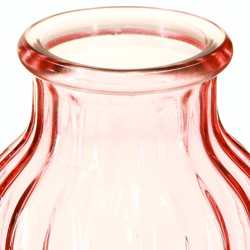Product Glass flower vase retro pink tinted Ø11cm H14.5cm 2pcs
