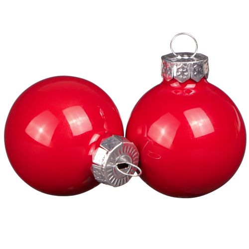 Floristik24 Glass Christmas balls red enamel look mini Ø3cm 22 pcs