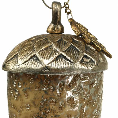 Floristik24 Christmas tree decorations acorn to hang metal glass gold 11cm 4pcs