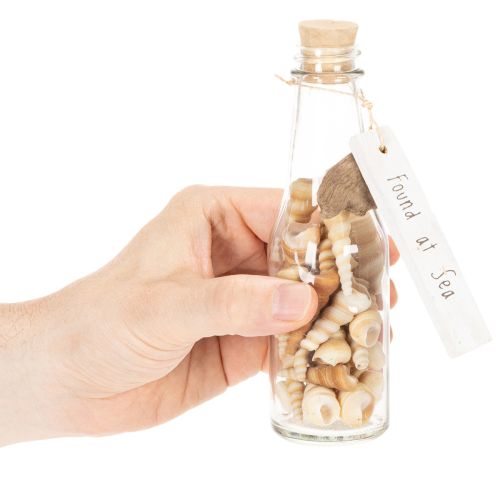 Product Glass bottle decoration with shells and pendant, maritime table decoration, 17cm, 2 pieces