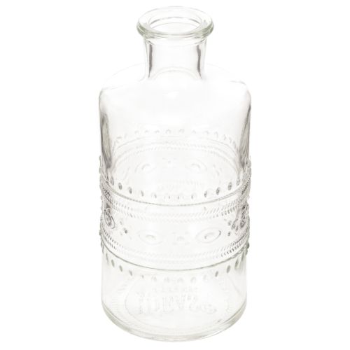 Product Glass bottle with pattern, cylindrical, clear, decorative vase, 15cm, 6 pieces