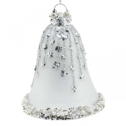 Floristik24 Christmas bells, Christmas tree decorations, glass bells Ø6.5cm H8cm white set of 2