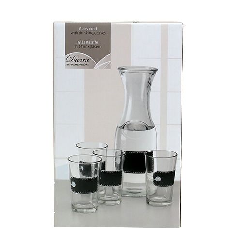 Product Glass carafe H27cm with 4 glasses H11cm