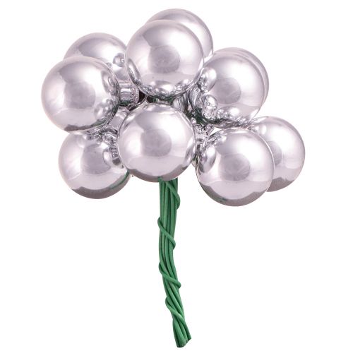 Glass balls silver on wire mirror berries Ø20mm 140 pcs