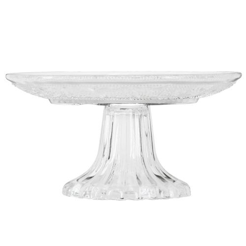 Product Glass plate on foot Flat glass bowl with pattern Clear Ø15cm