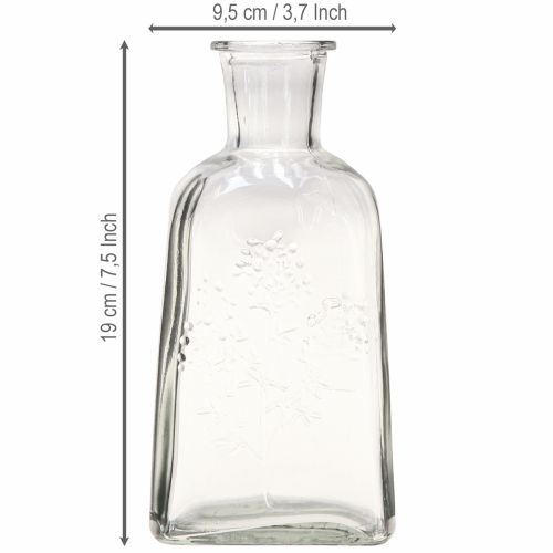 Product Glass vase bottle vase with motif vase glass clear H19cm 2pcs