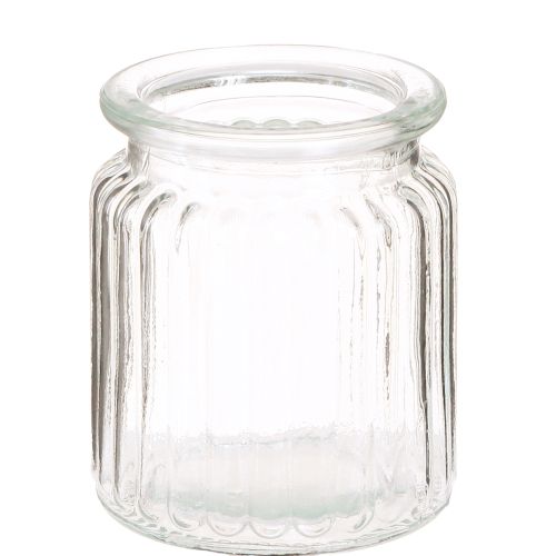 Glass vase clear ribbed glass decorative vase Ø8cm H9cm 6 pcs