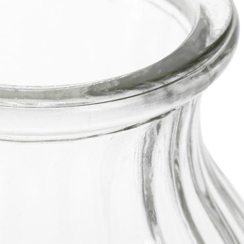 Product Glass vase vase grooves decorative glass clear Ø12cm H18cm 2pcs