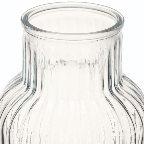 Product Flower vase with grooves glass vase in blue Ø13.5cm H20cm