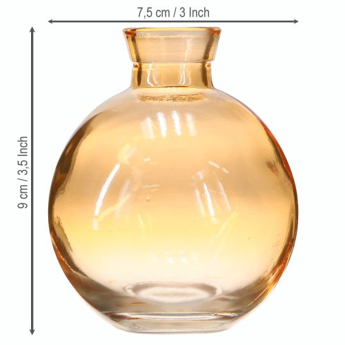 Product Glass vases bulbous mini decorative vases orange Ø7.5cm H9cm 6 pcs