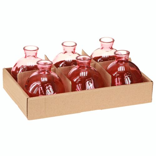 Product Glass vases bulbous pink retro mini vases Ø7.5cm H9cm 6 pcs