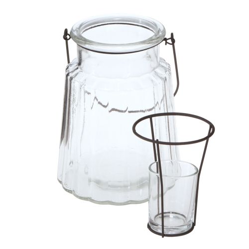 Product Glass lantern with handle glass clear Ø14cm H18cm