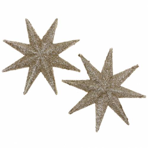 Decorative star glitter champagne 10cm 12pcs