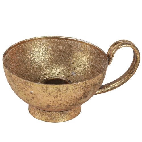 Golden cup decoration with candle holder antique gold Ø10cm H6.5cm