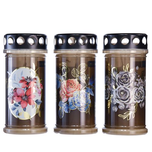 Product Grave candles brown grave lights flowers Ø7.5cm H16.5cm 6 pcs