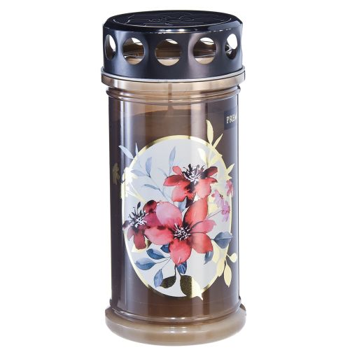 Product Grave candles brown grave lights flowers Ø7.5cm H16.5cm 6 pcs