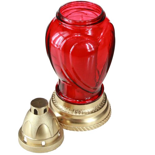 Product Grave light glass heart grave lantern red Ø10.5cm H25.5cm
