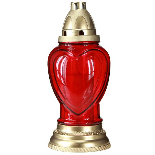 Product Grave light glass heart grave lantern red Ø10.5cm H25.5cm