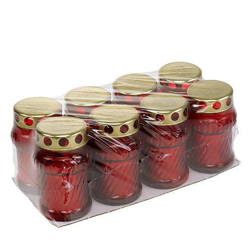 Product Grave light glass red Ø7cm H13cm 8pcs