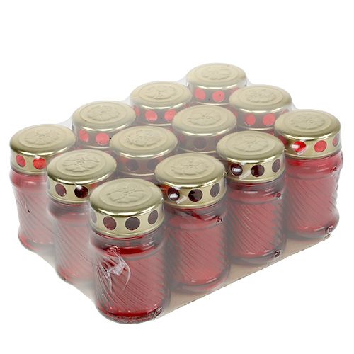 Product Grave candles made of glass red Ø6cm H11cm 12pcs